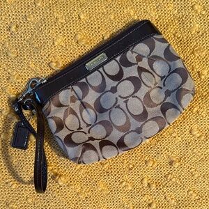 Coach Brown and Tan Signature Wristlet